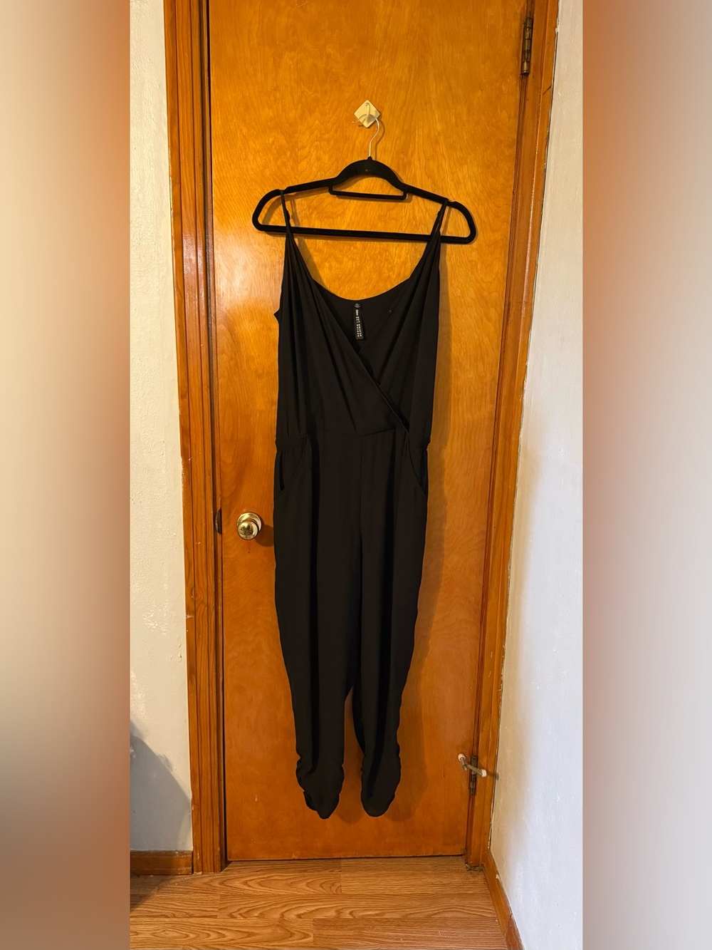 Design Lab Lord & Taylor Black Wrap-Style Jumpsuit Size Large